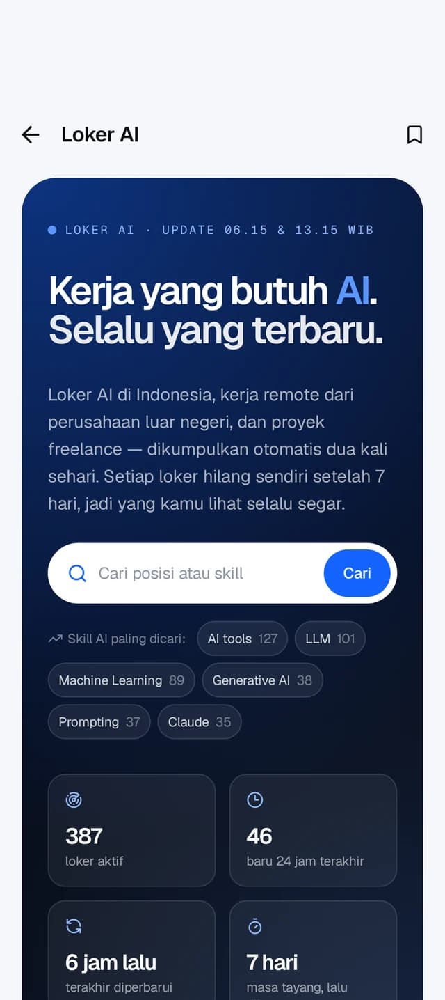 Loker AI: lowongan yang butuh skill AI, diperbarui tiap hari