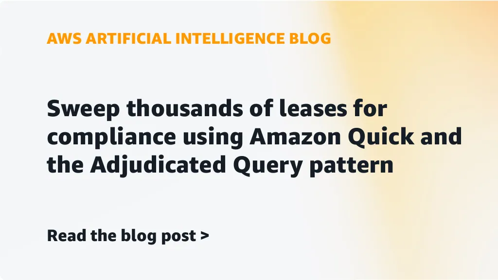 Diagram arsitektur Amazon Quick MCP server dan rules engine buat audit compliance sewa