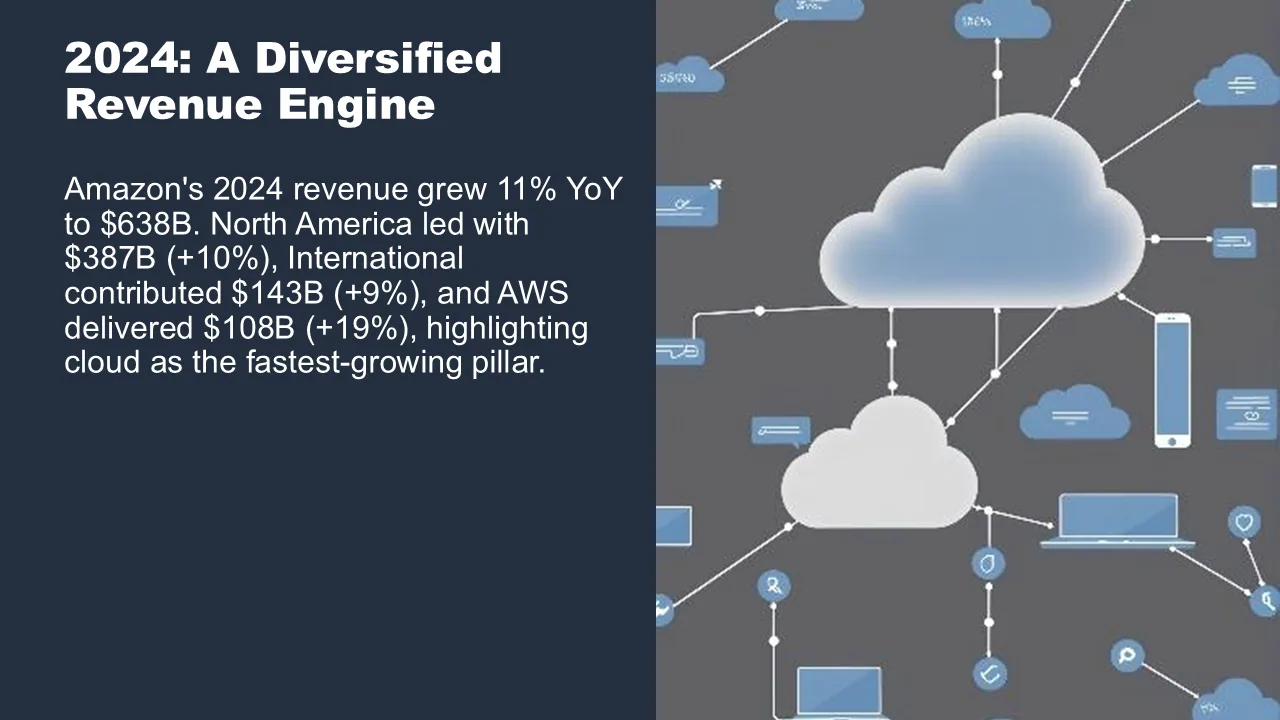 Generated slide titled ‘2024: A Diversified Revenue Engine’ pairing revenue text with an AI-generated image
