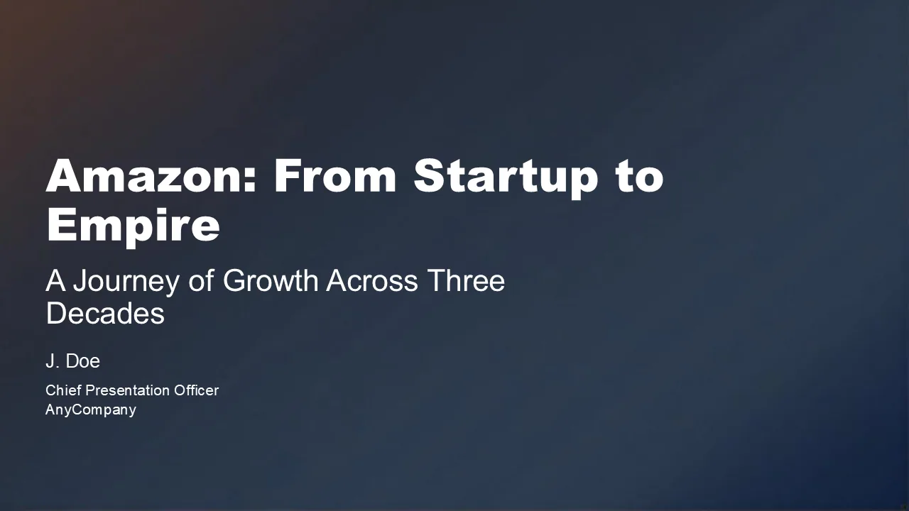 Generated title slide reading ‘Amazon: From Startup to Empire’